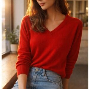 Hogan Vintage Red V-Neck Sweater Mens Large 100% DuPont Orlon Acrylic USA Made